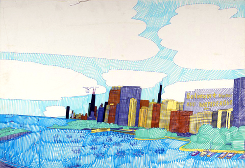 new york skyline drawing. drawings.